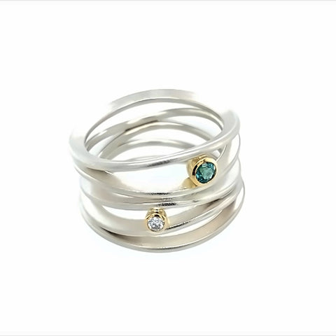Ring Gold 750  Silber Turmalin Brillant 0.45 ct - R168