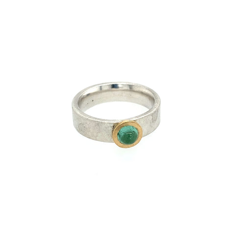 Ring Silber 925 Gold 750 Smaragd 4mm - R33