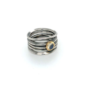 Ring Silber 925 Gold 750 Mondstein 4mm - R34