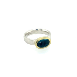 Ring Silber 925 Gold 750 Turmalin - R37