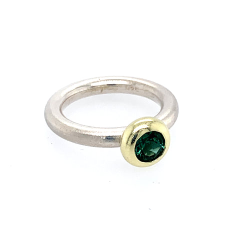 Ring Silber 925 Gold 585 Turmalin facettiert 0.57 ct - R3