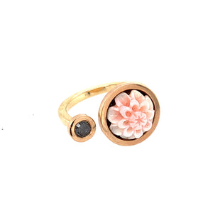 Ring Roségold 585 Congemuschel Diamantrose 0.14 ct - R66