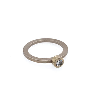 Ring Weißgold Gelbgold 750 Brillant 0.14 ct TW/SI - R67