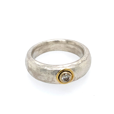 Ring Silber 925 Gold 900 Brillant 0.1 ct - R6