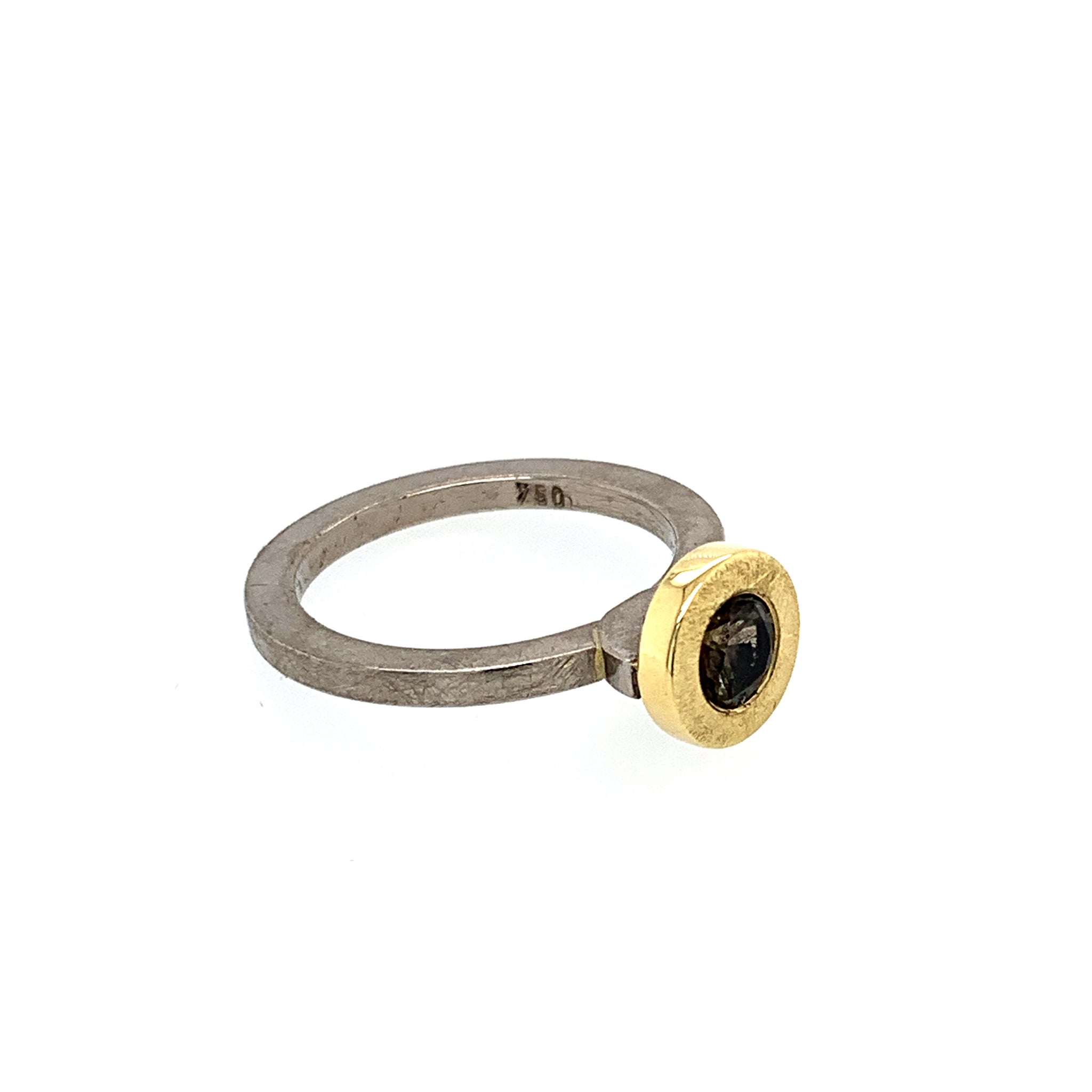 Ring Weißgold Gelbgold 750 Safir facettiert 0.53 ct - R70