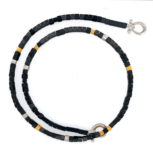 Collier Hämatit Silber und Silber vergoldet 999 - S32