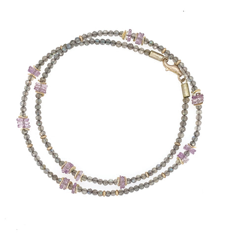 Collier Labradorit Amethyst Silber - S50