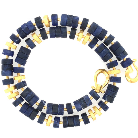 Collier Sodalith Silber vergoldet 999 - S64