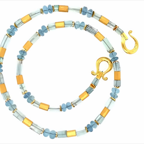 Collier Aquamarin Silber vergoldet 999 - S69