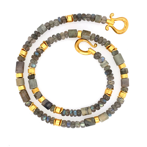 Collier Labradorit Silber vergoldet 999 - S80